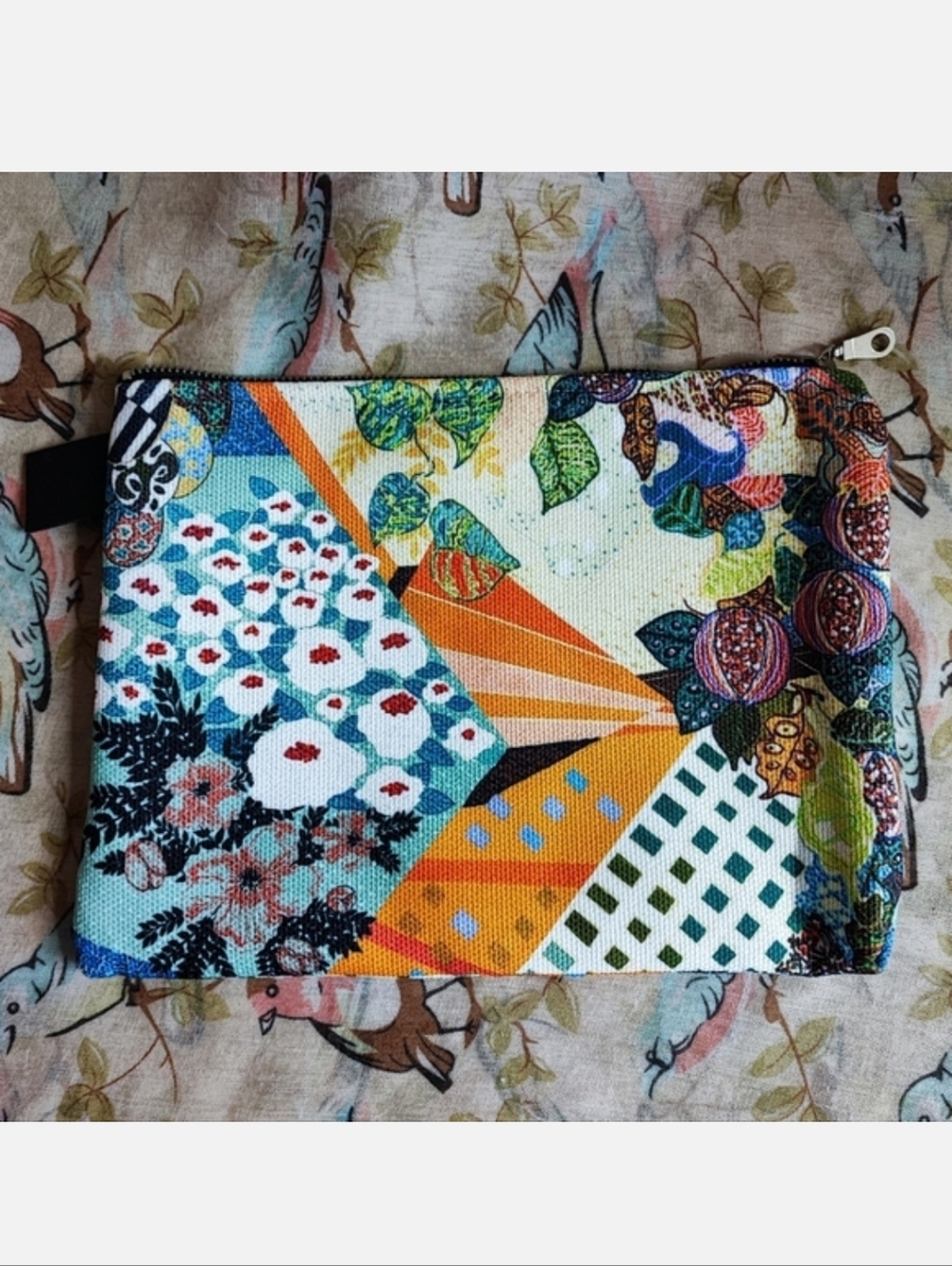 Jan Brandt Canvas Fabric Textile Artist Vibrant Zipper Protective Pouch NWOT
